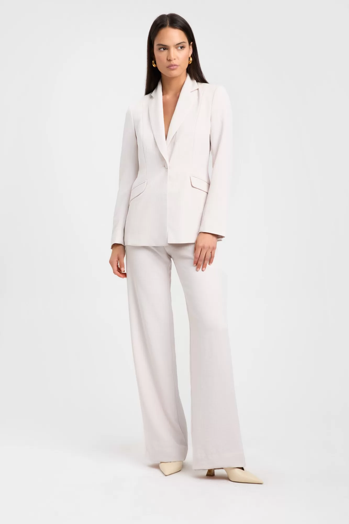 KOOKAÏ Ariel Tuxedo Blazer White Sand Fashion