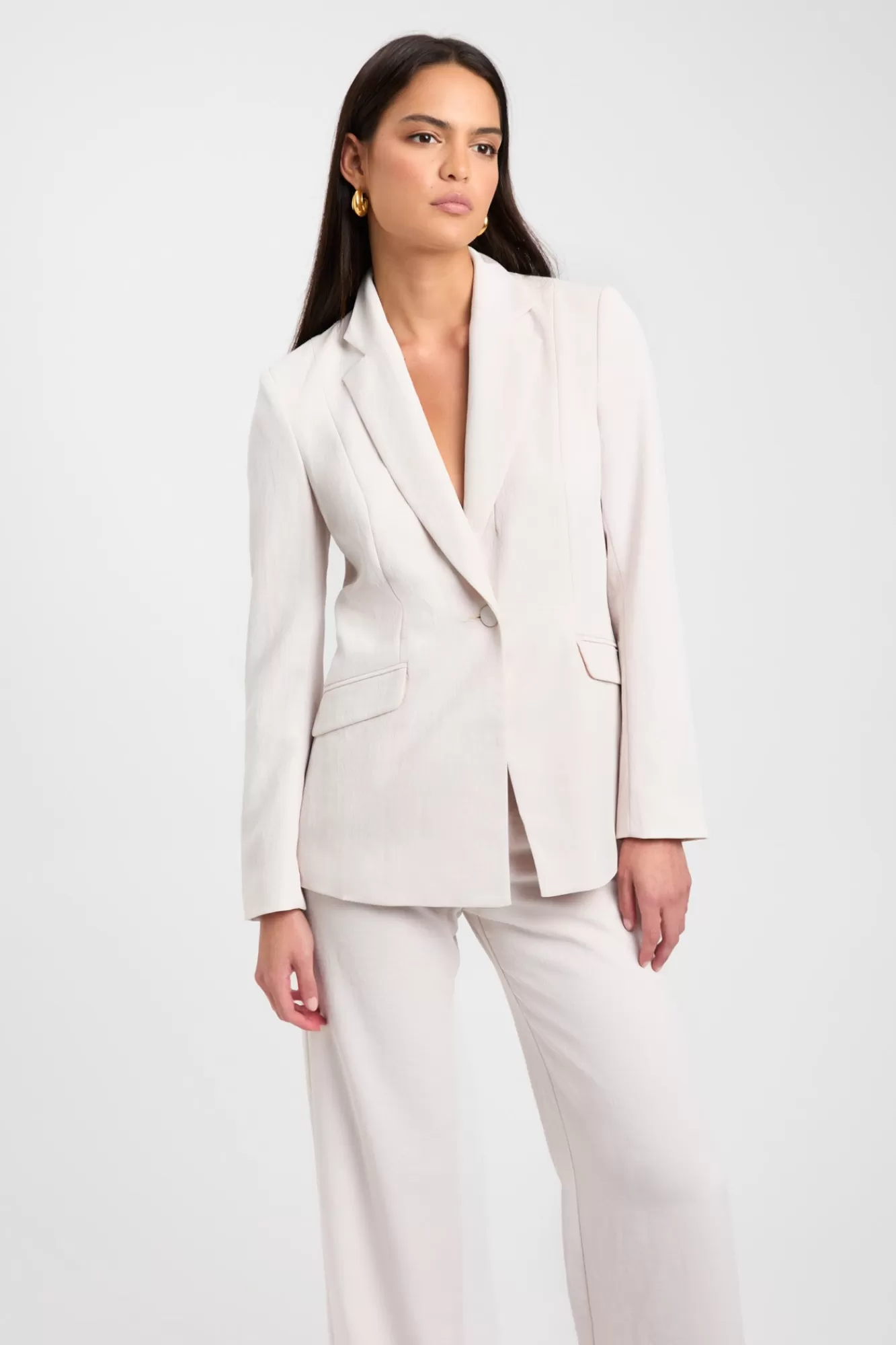 KOOKAÏ Ariel Tuxedo Blazer White Sand Fashion