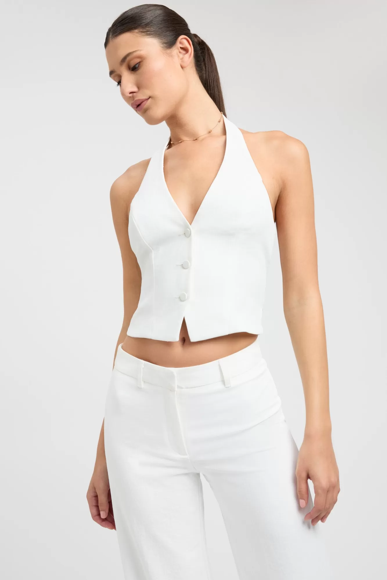 KOOKAÏ Ariel Vest Top Natural White Best Sale