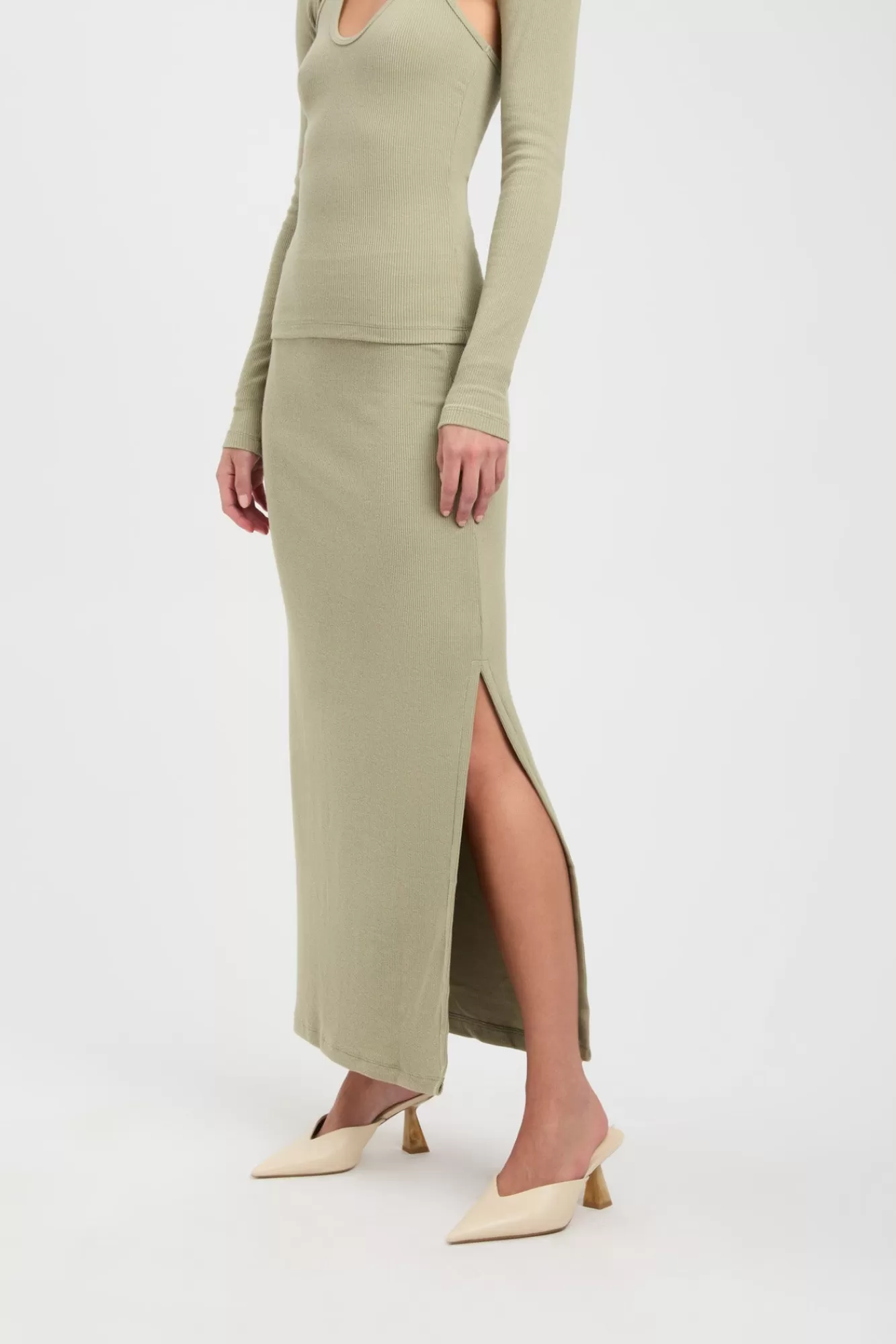 KOOKAÏ Bodhi Low Rise Skirt Olive Smoke Cheap