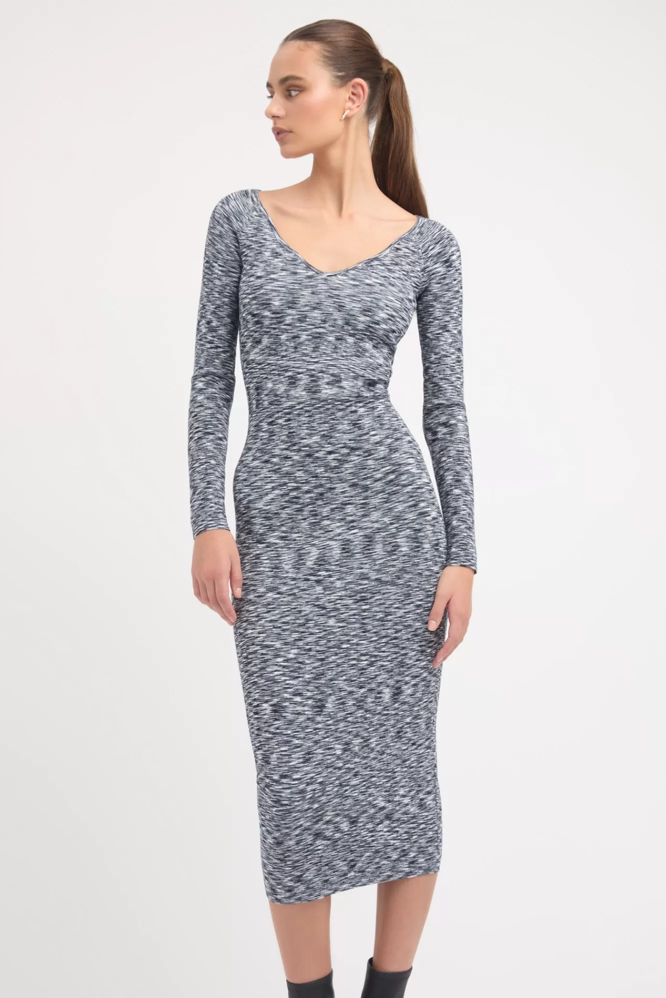 KOOKAÏ Chiara Heart Midi Dress Navy Marle Sale