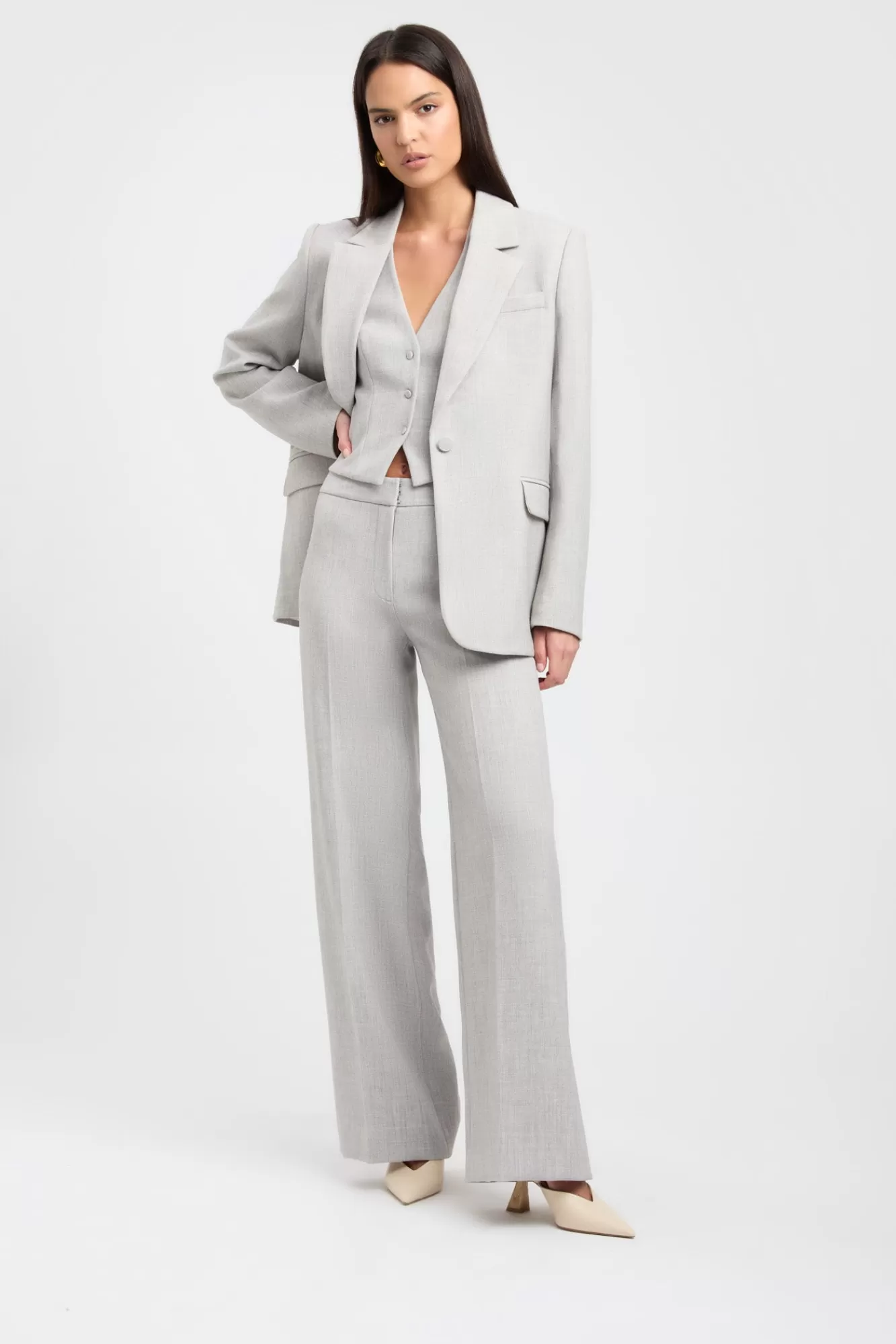 KOOKAÏ Darcy Curved Blazer Grey Marle Flash Sale