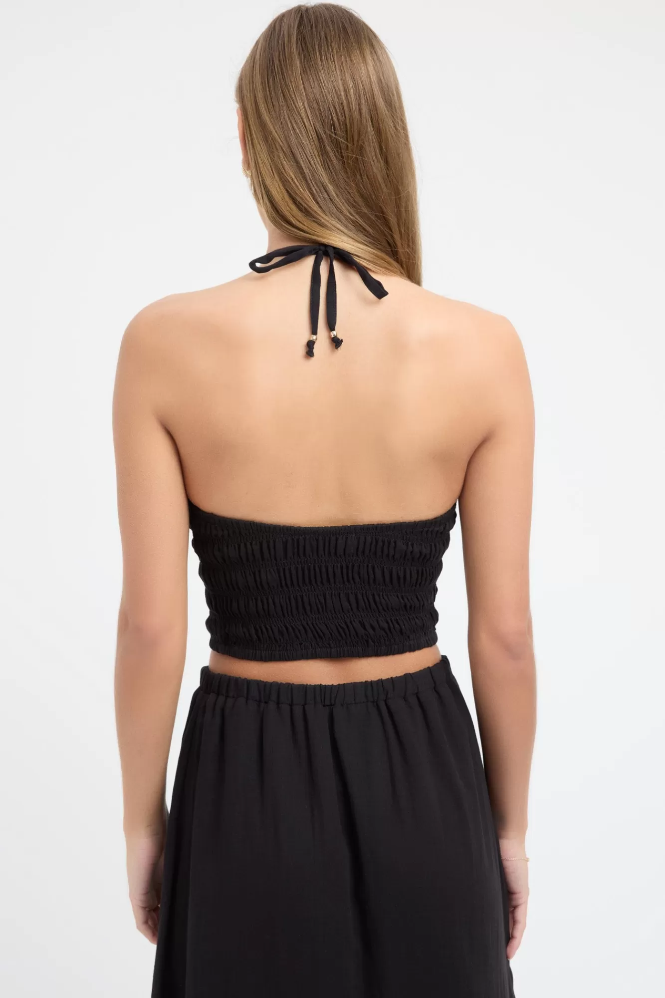 KOOKAÏ Georgette Shirred Halter Black Best