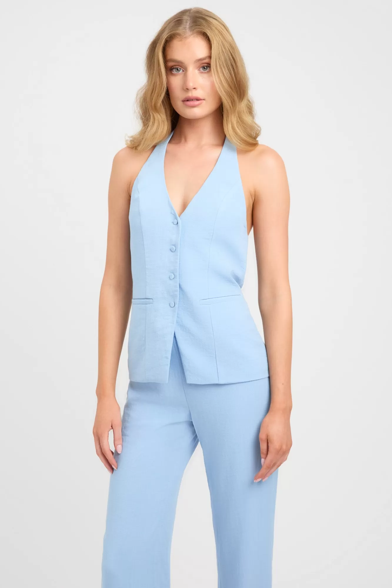 KOOKAÏ Hayman Long-Line Vest Soft Blue Shop