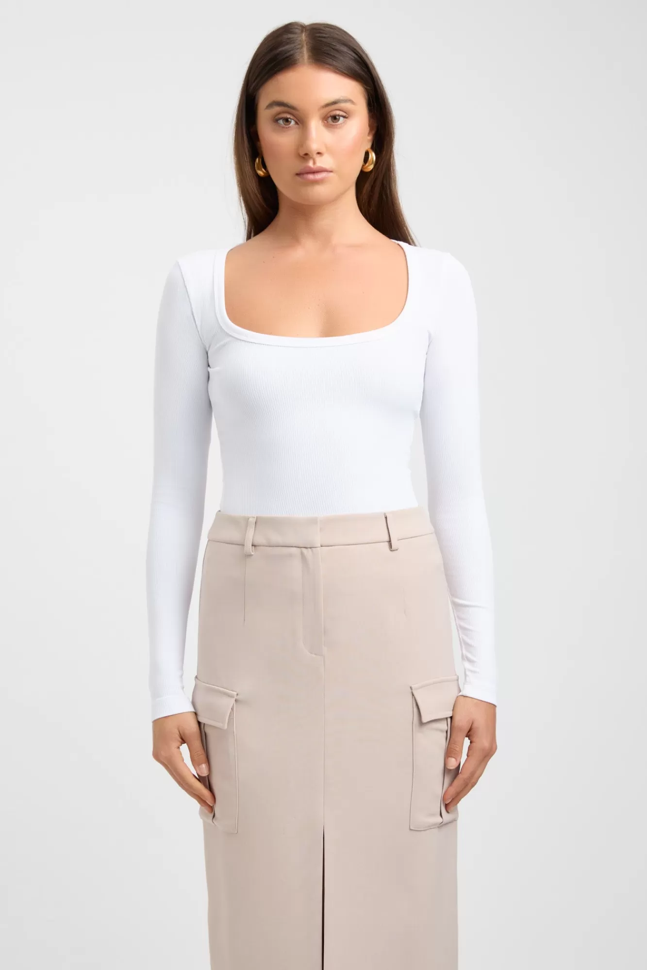 KOOKAÏ Jenner Long Sleeve Top White Shop