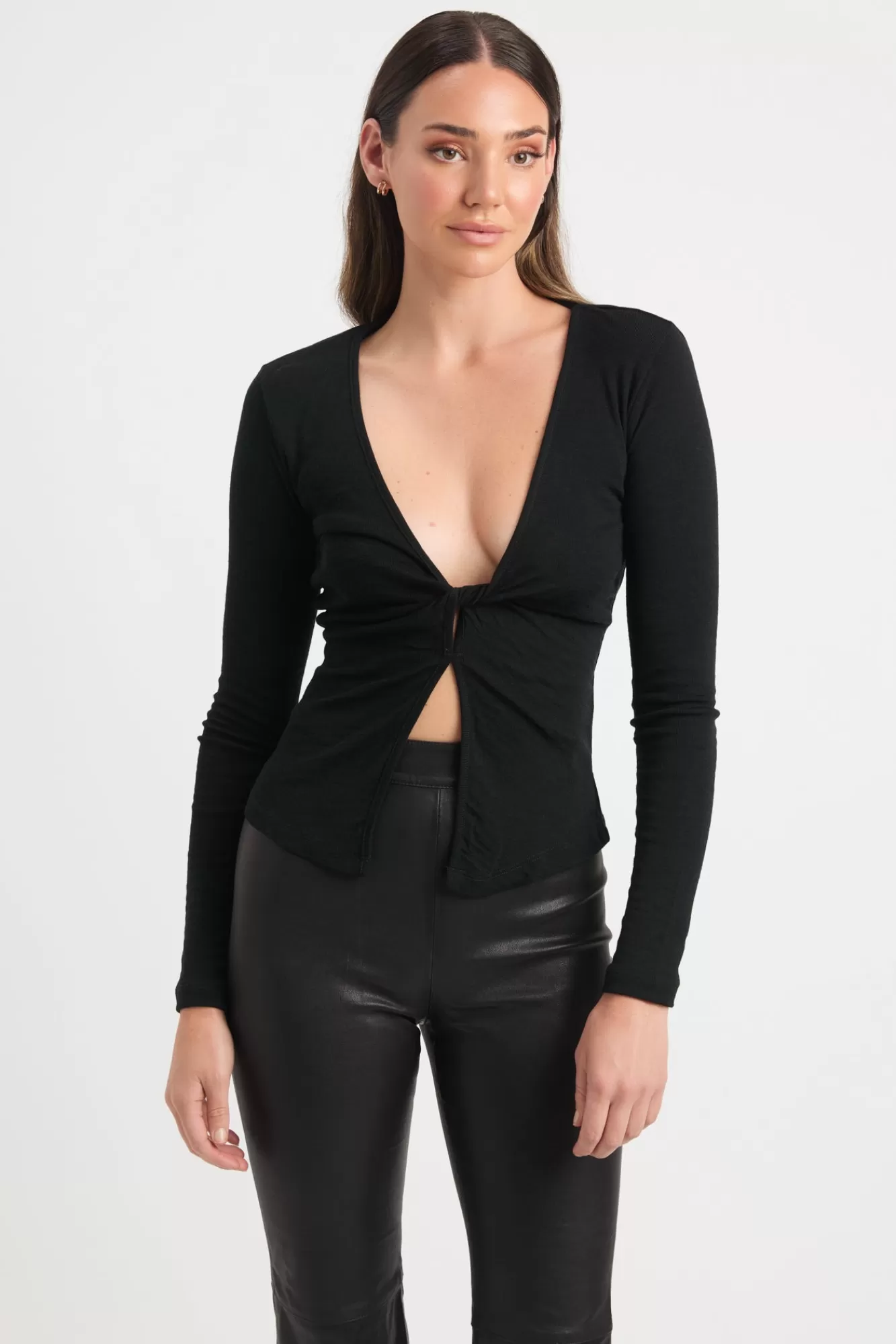 KOOKAÏ Kalara Long Sleeve Twist Top Black Outlet