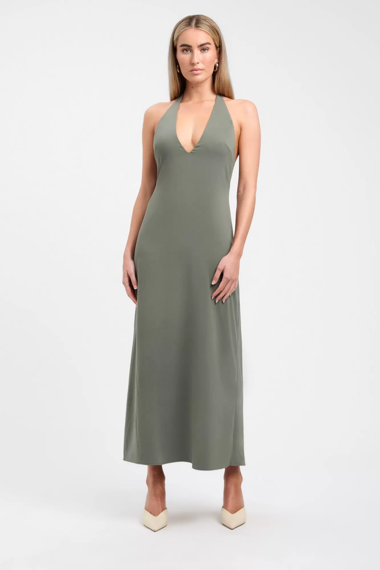 KOOKAÏ Koko Deep Vee Dress Loden Green Clearance