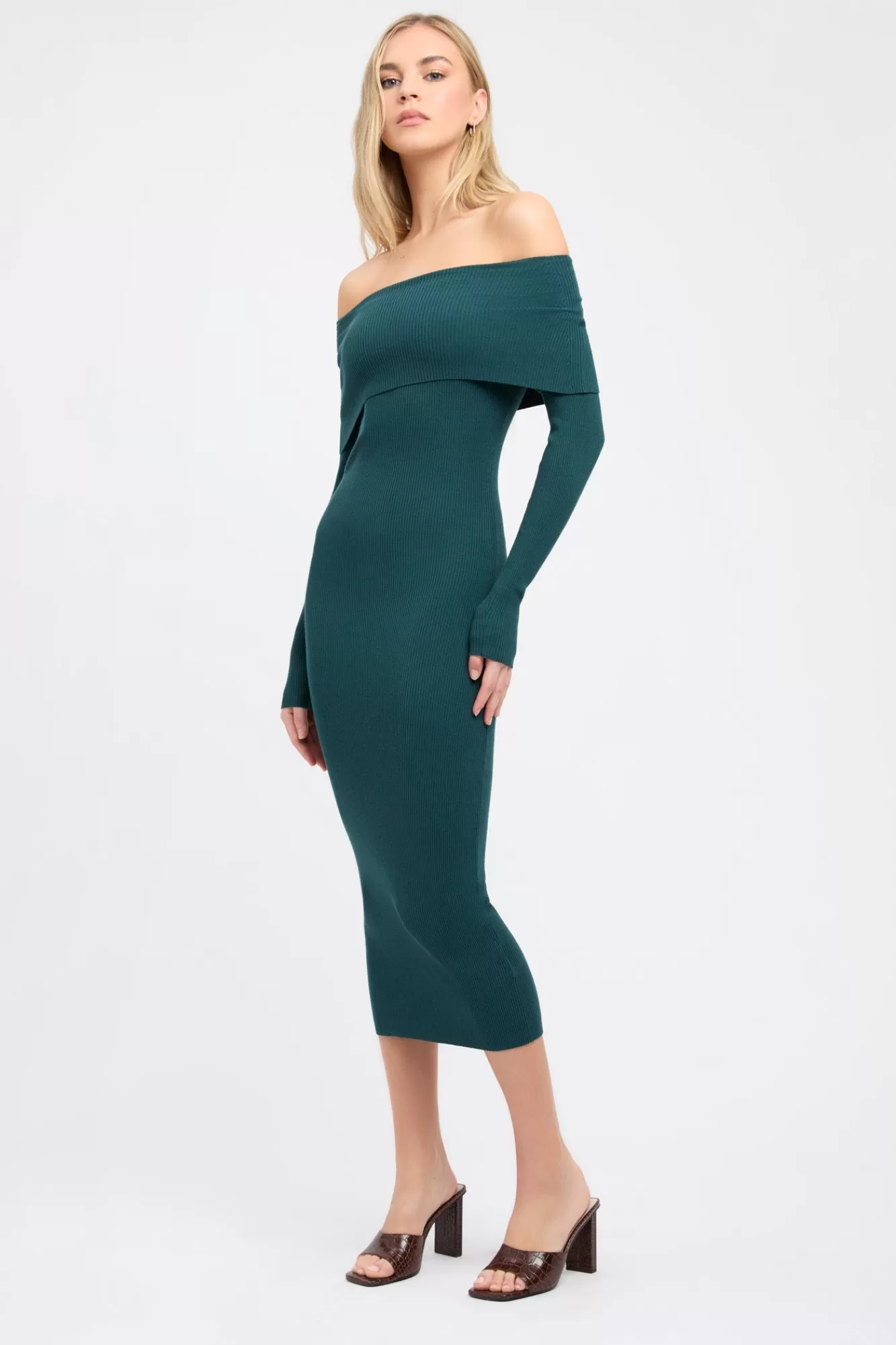 KOOKAÏ Lola Fold-Down Midi Dress Deep Green Best