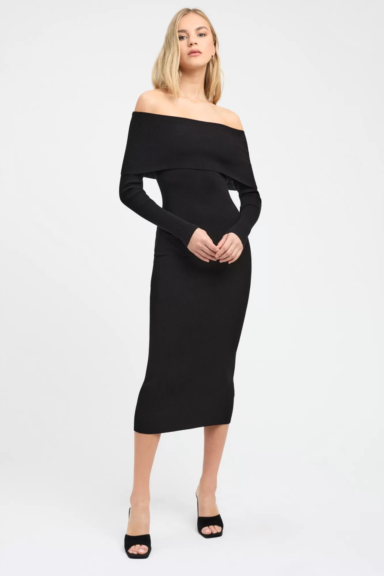 KOOKAÏ Lola Fold-Down Midi Dress Black Fashion