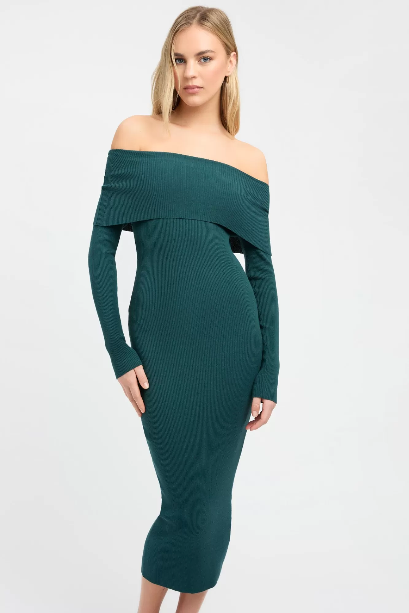 KOOKAÏ Lola Fold-Down Midi Dress Deep Green Best