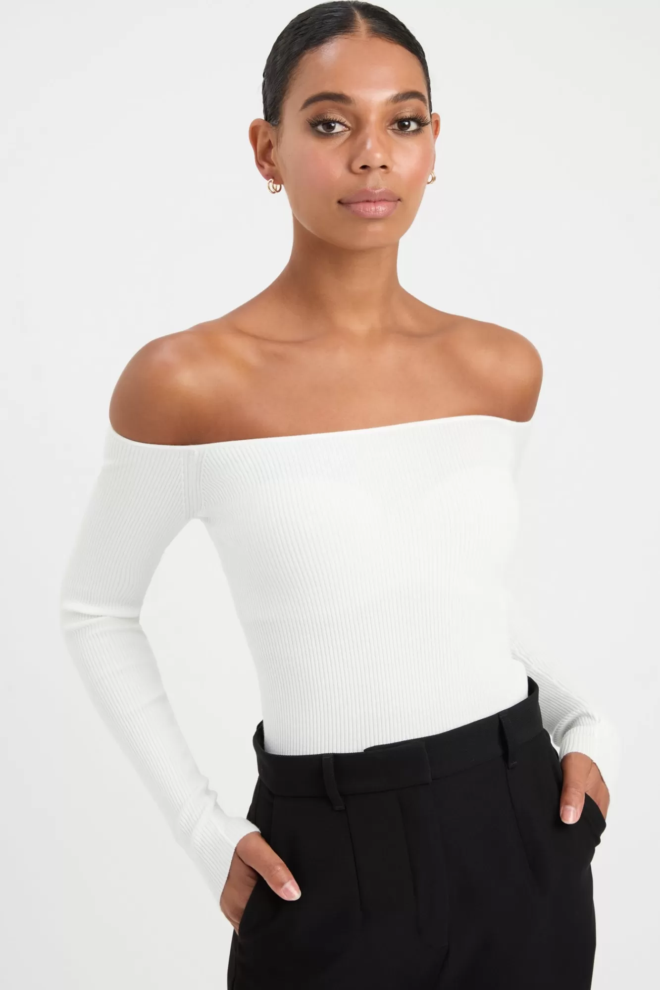 KOOKAÏ Lola Off Shoulder Top White Clearance