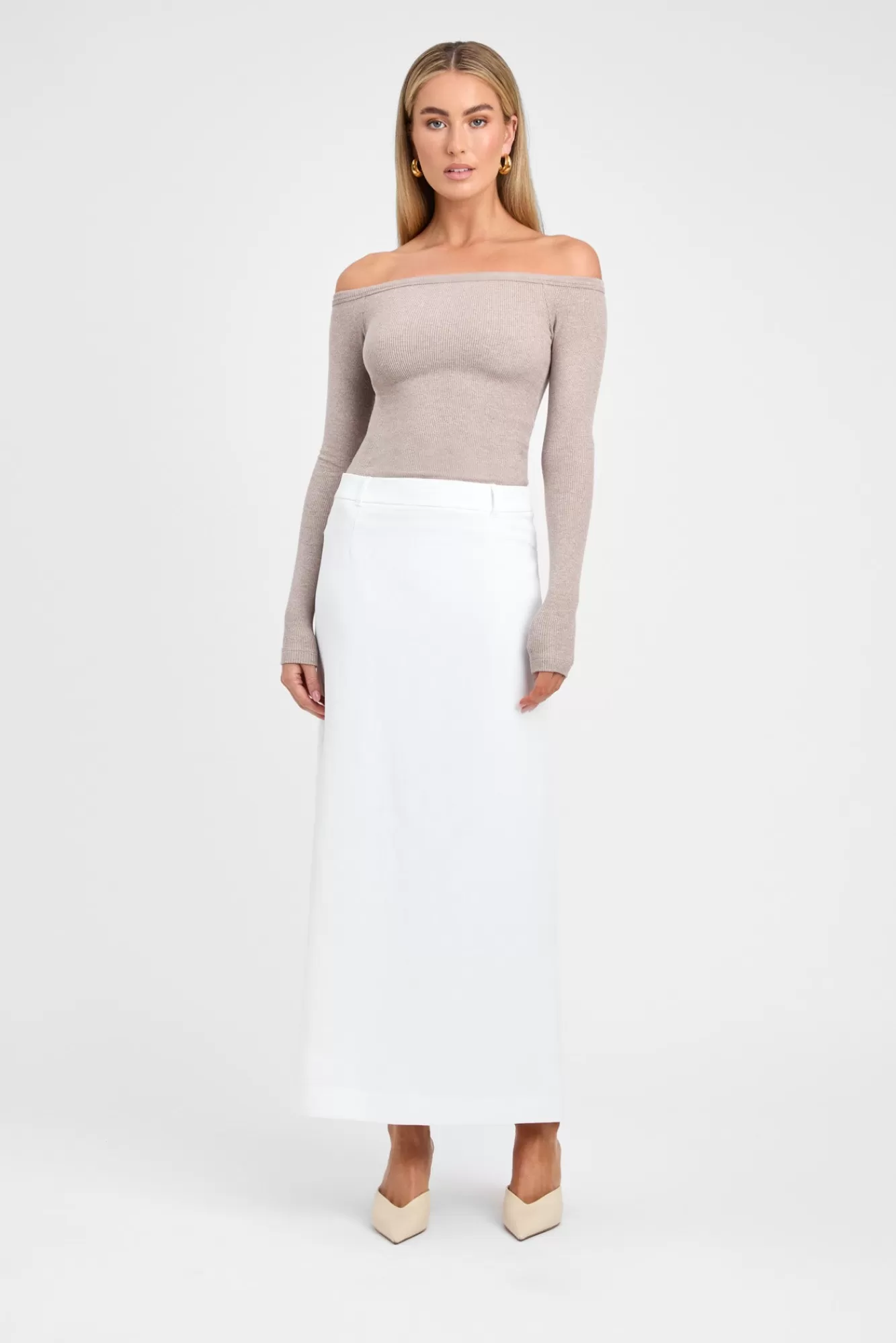 KOOKAÏ Madison Off Shoulder Top Oak Marle Sale