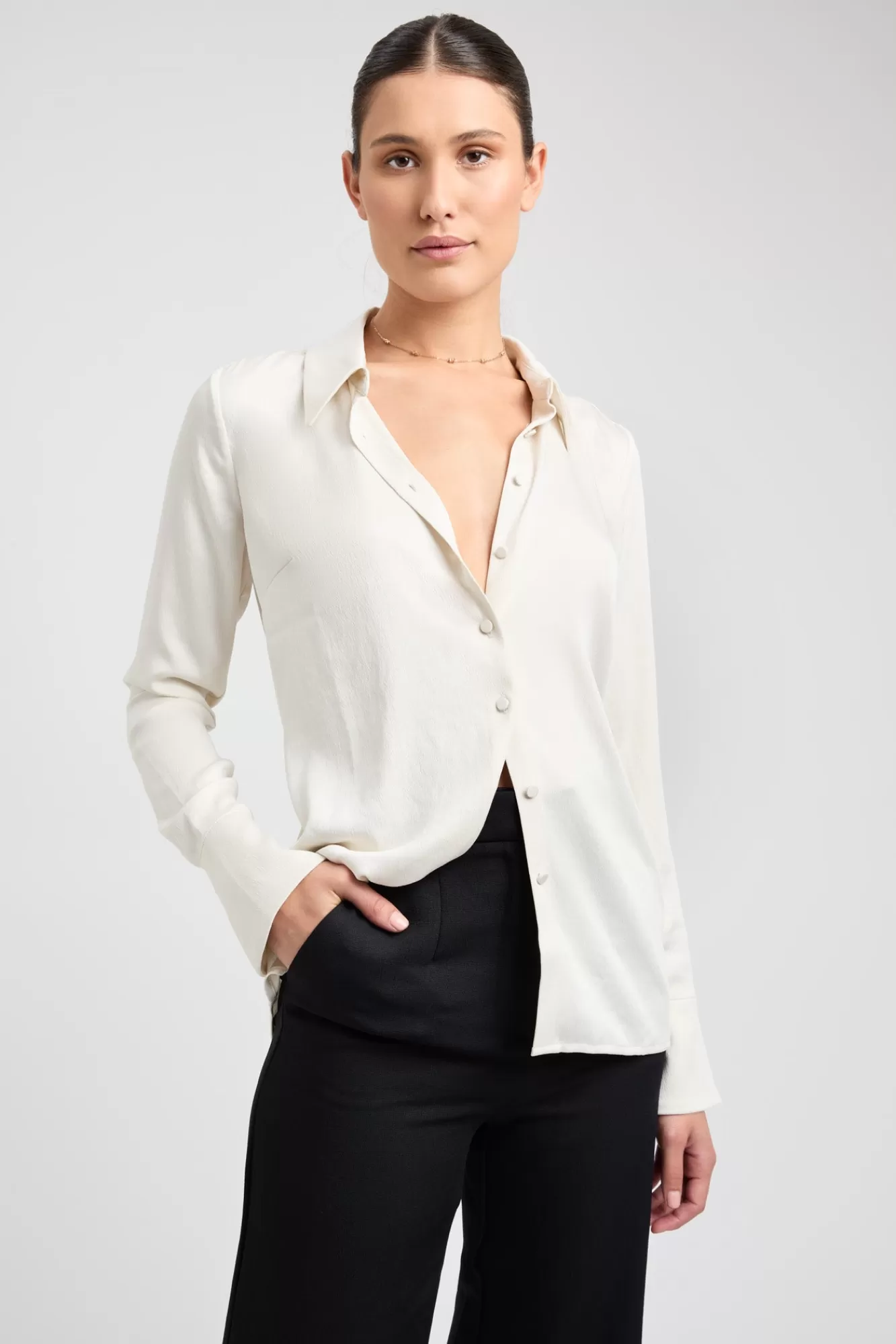 KOOKAÏ Milan Slim Shirt Ivory Hot