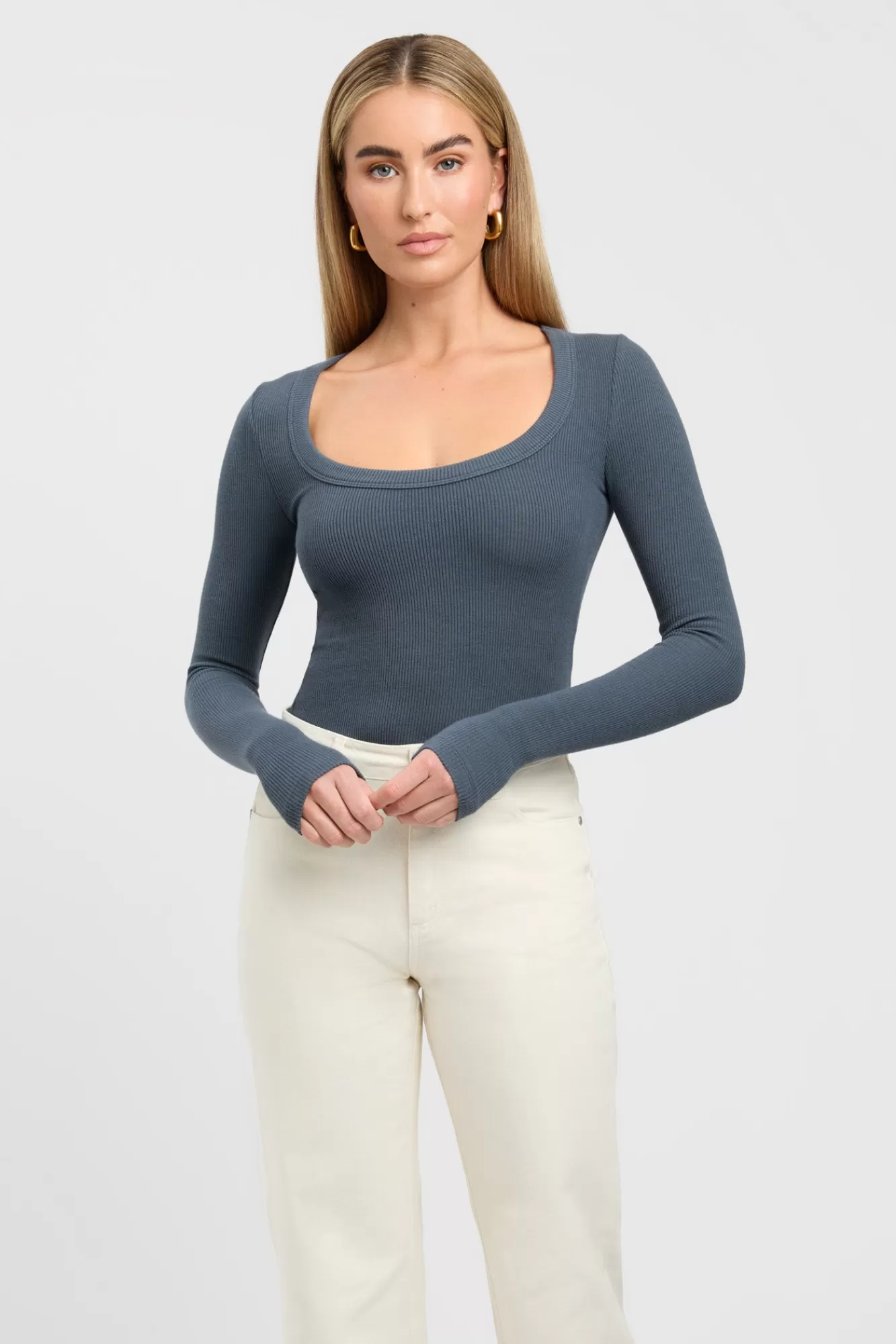 KOOKAÏ Nicole Long Sleeve Top Dark Slate Best