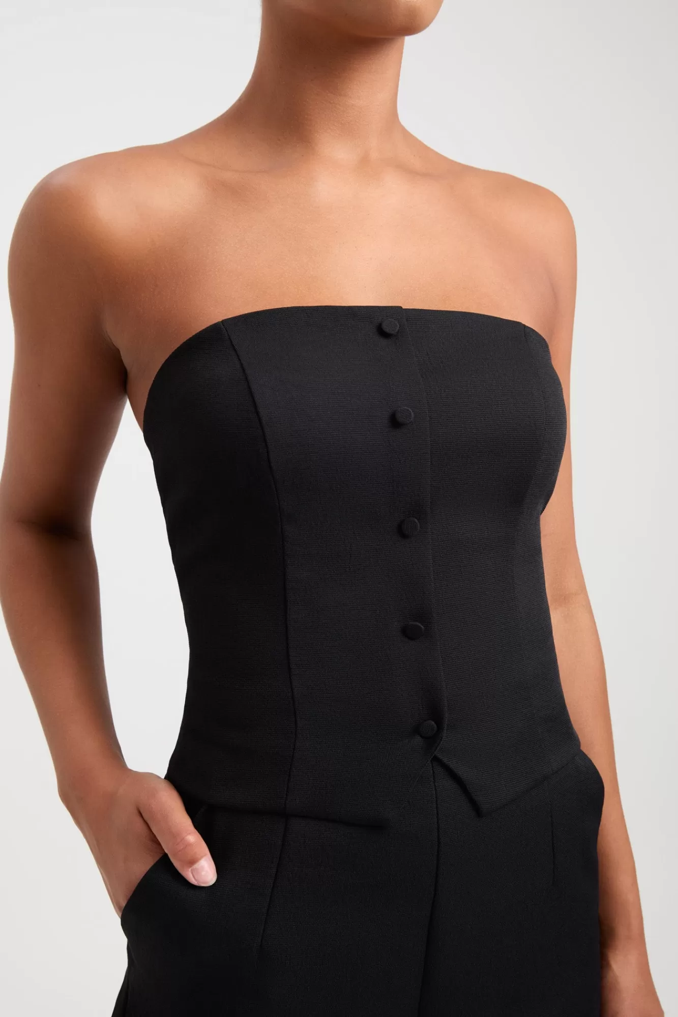 KOOKAÏ Oyster Button Corset Black Flash Sale