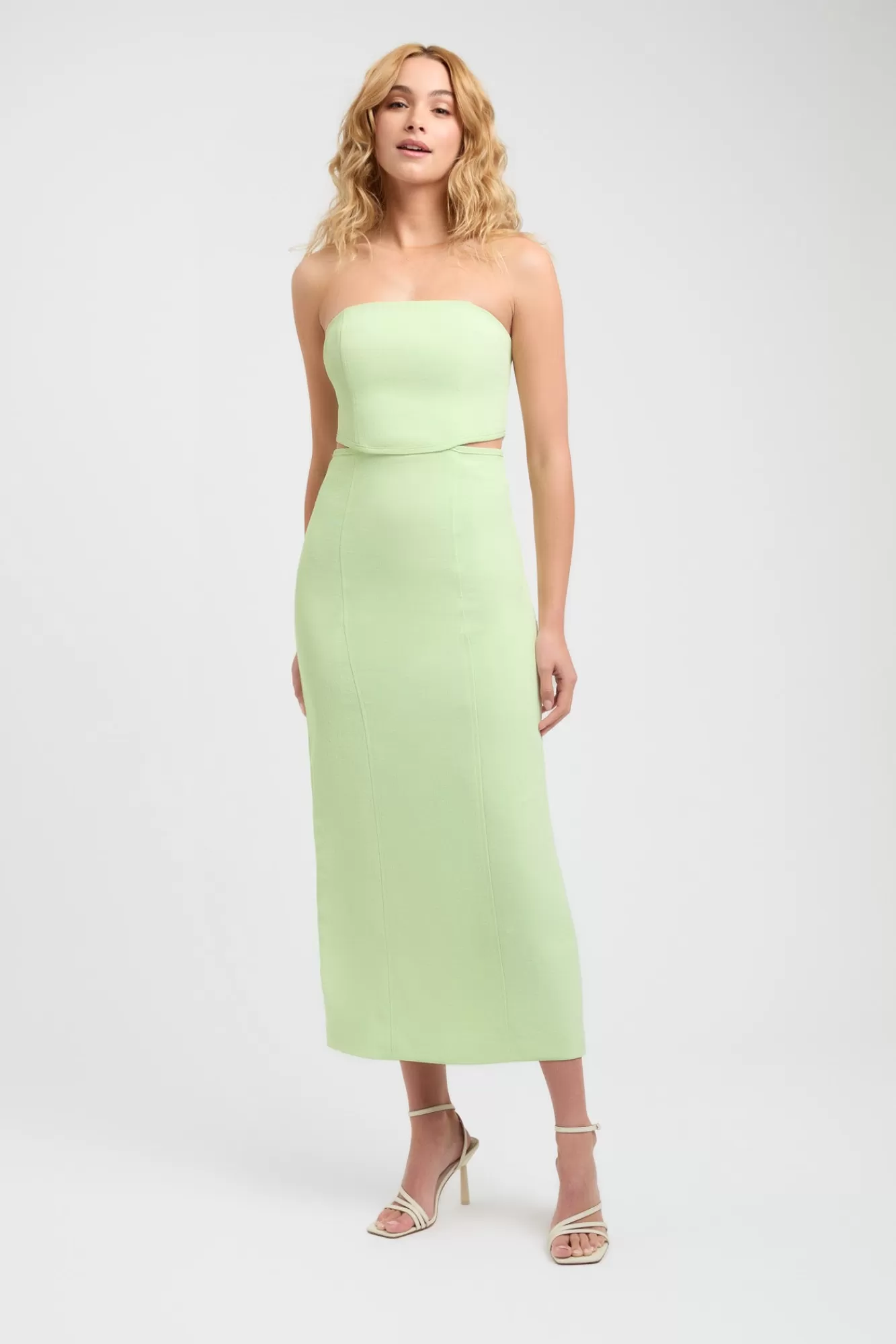 KOOKAÏ Oyster Cut Out Midi Dress Lime Cream Best