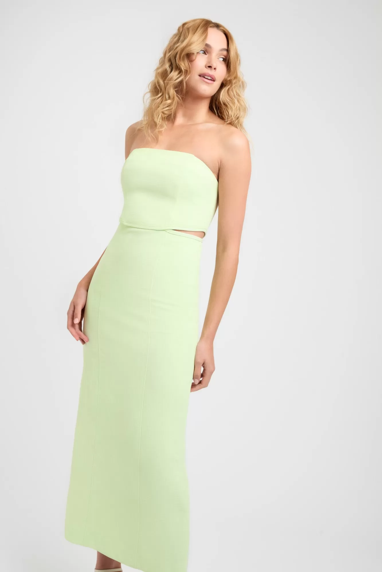 KOOKAÏ Oyster Cut Out Midi Dress Lime Cream Best