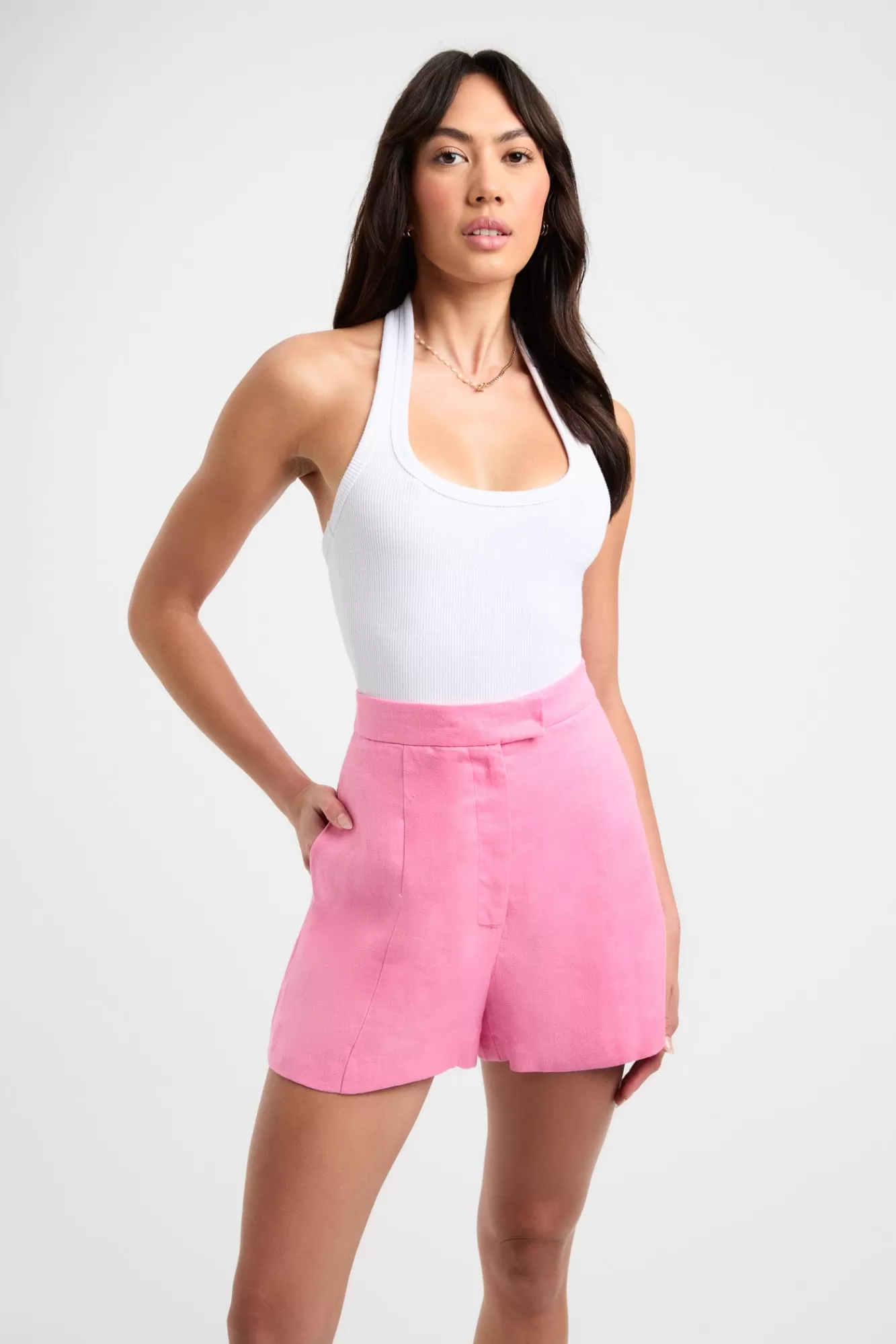 KOOKAÏ Palm Tailored Shorts Confetti Pink Cheap