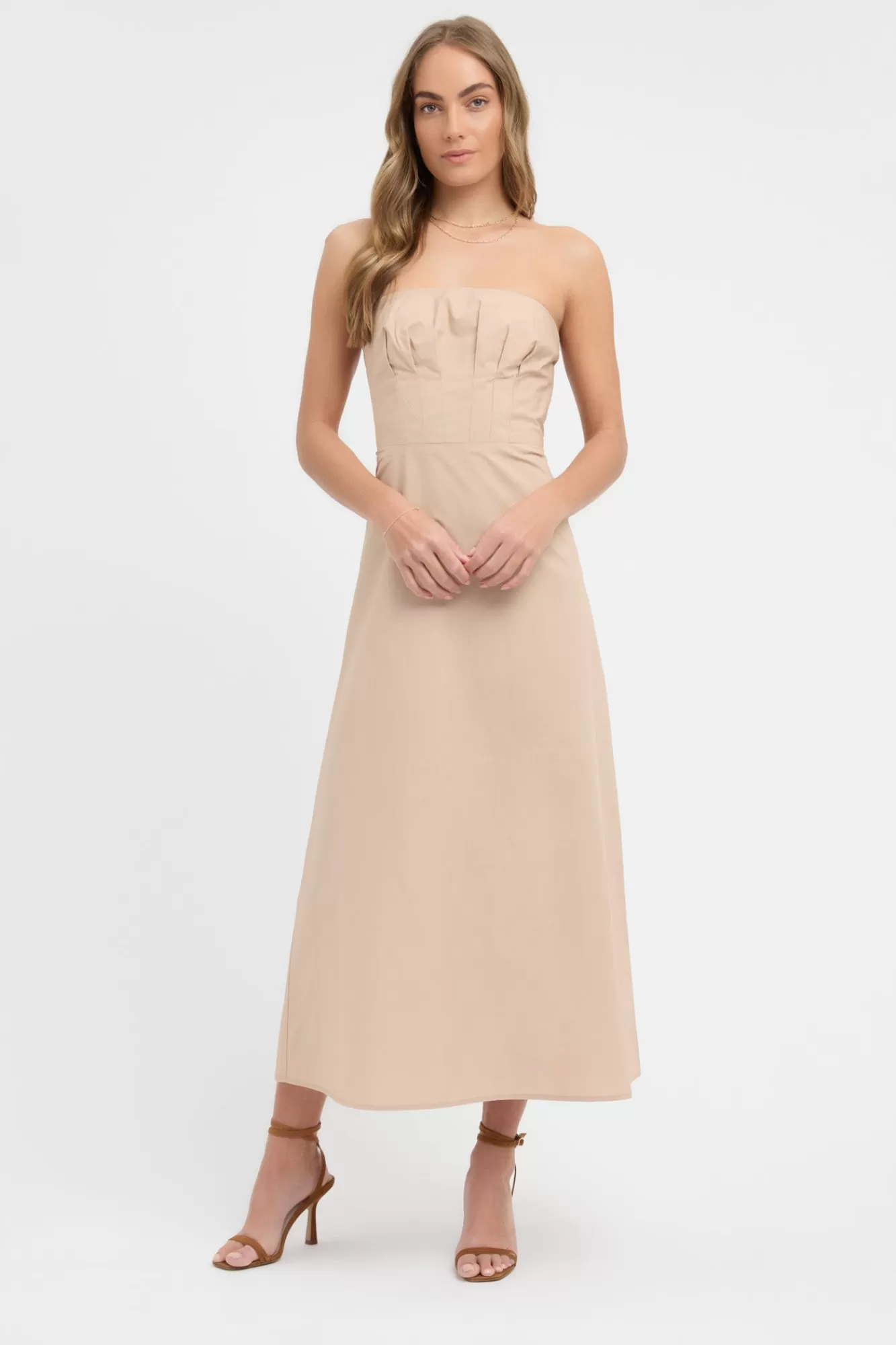 KOOKAÏ Poplin Strapless Dress Oat Best Sale