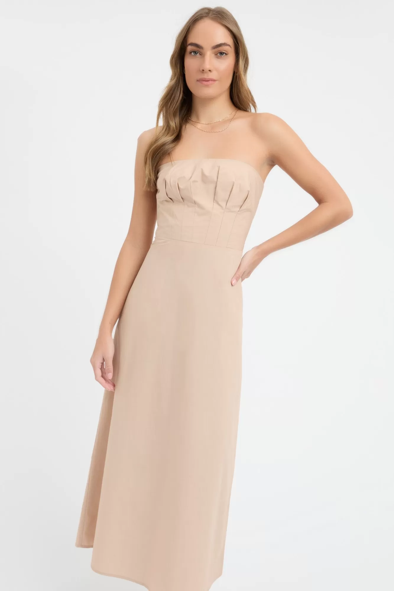 KOOKAÏ Poplin Strapless Dress Oat Best Sale