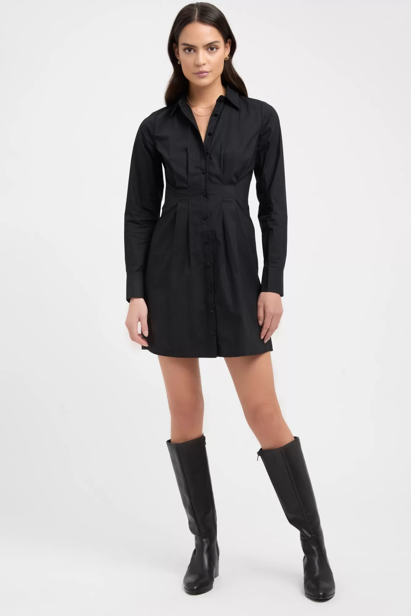 KOOKAÏ Poplin Tuck Shirt Dress Black Best