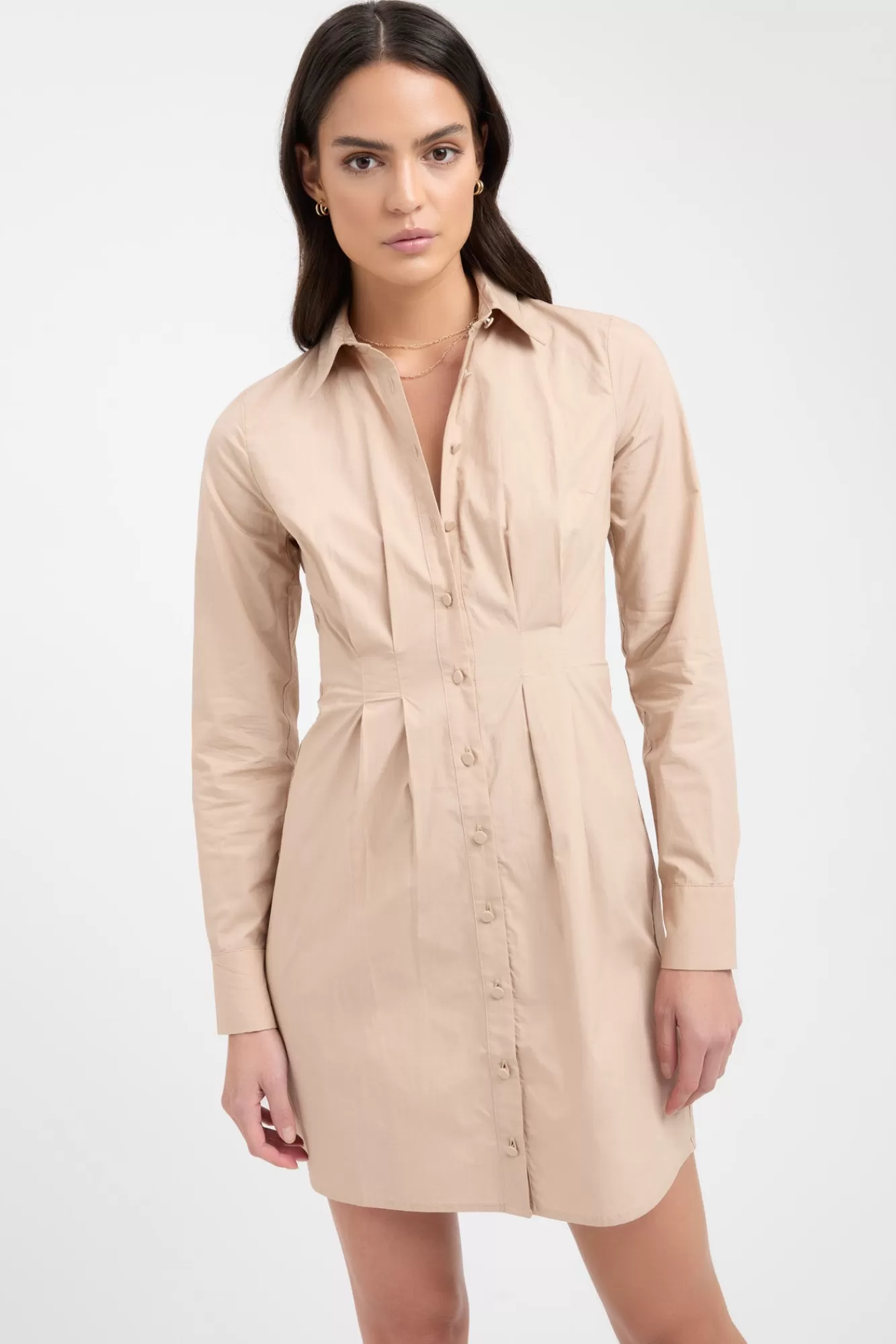 KOOKAÏ Poplin Tuck Shirt Dress Oat Shop