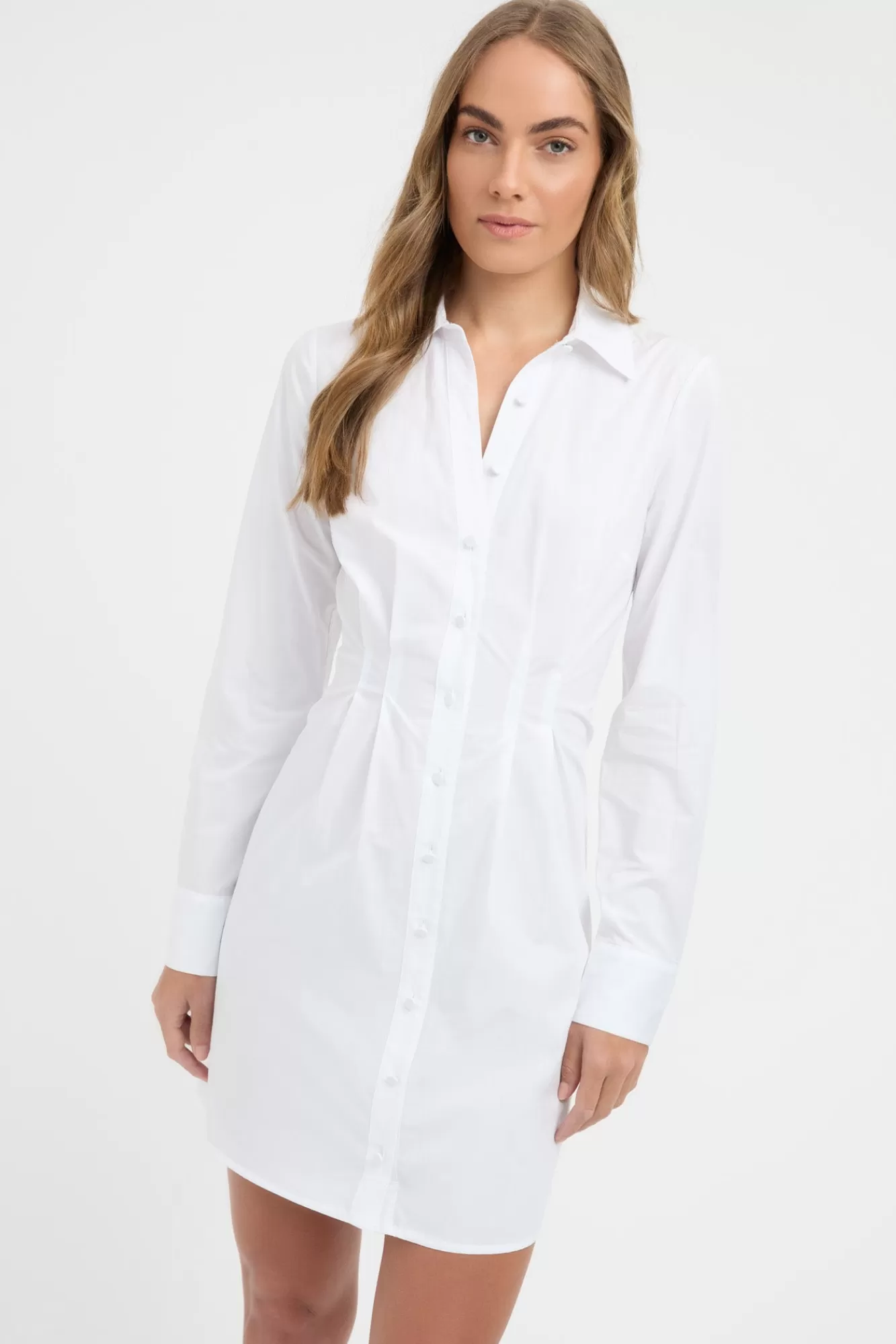 KOOKAÏ Poplin Tuck Shirt Dress White Best Sale