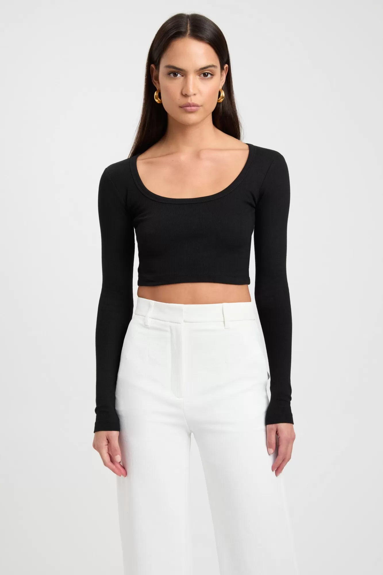 KOOKAÏ Quinnie Long Sleeve Crop Black Best Sale