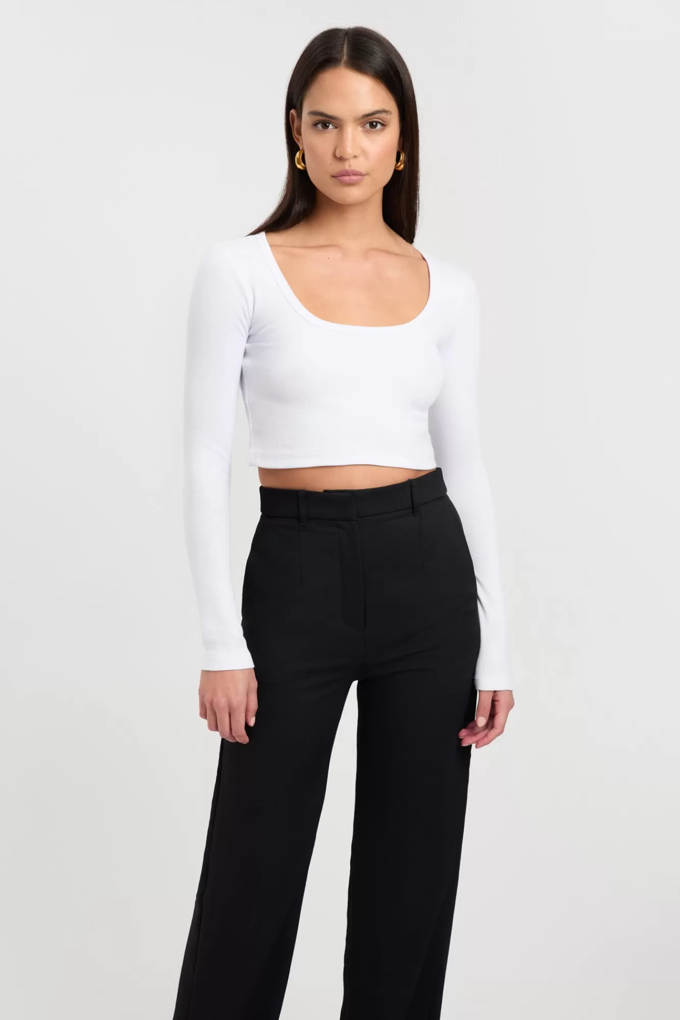 KOOKAÏ Quinnie Long Sleeve Crop White Outlet