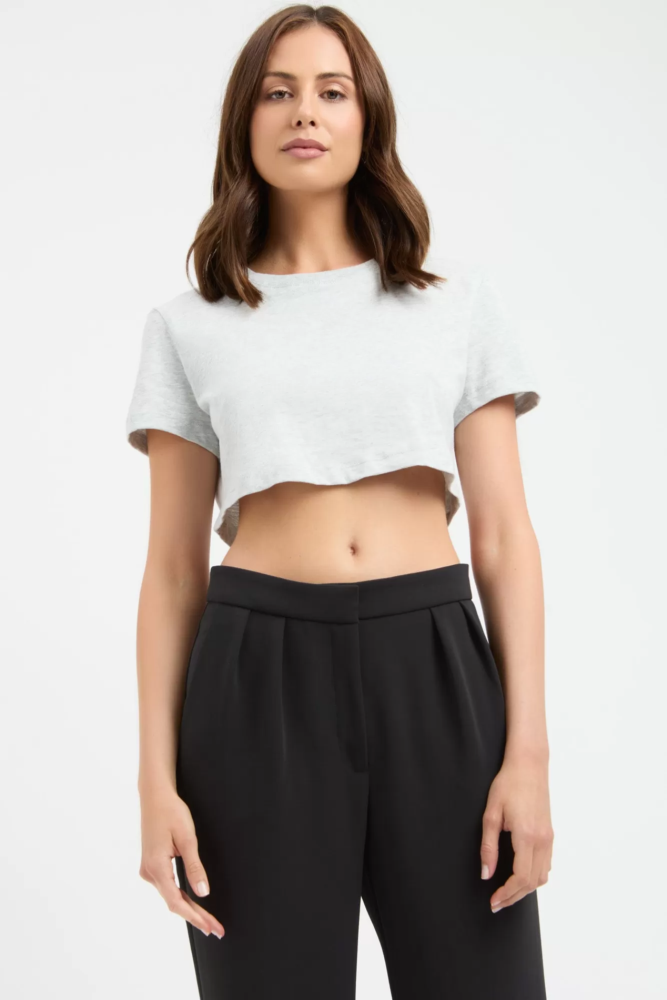 KOOKAÏ Rochelle Crop Tee Light Grey Marle Hot