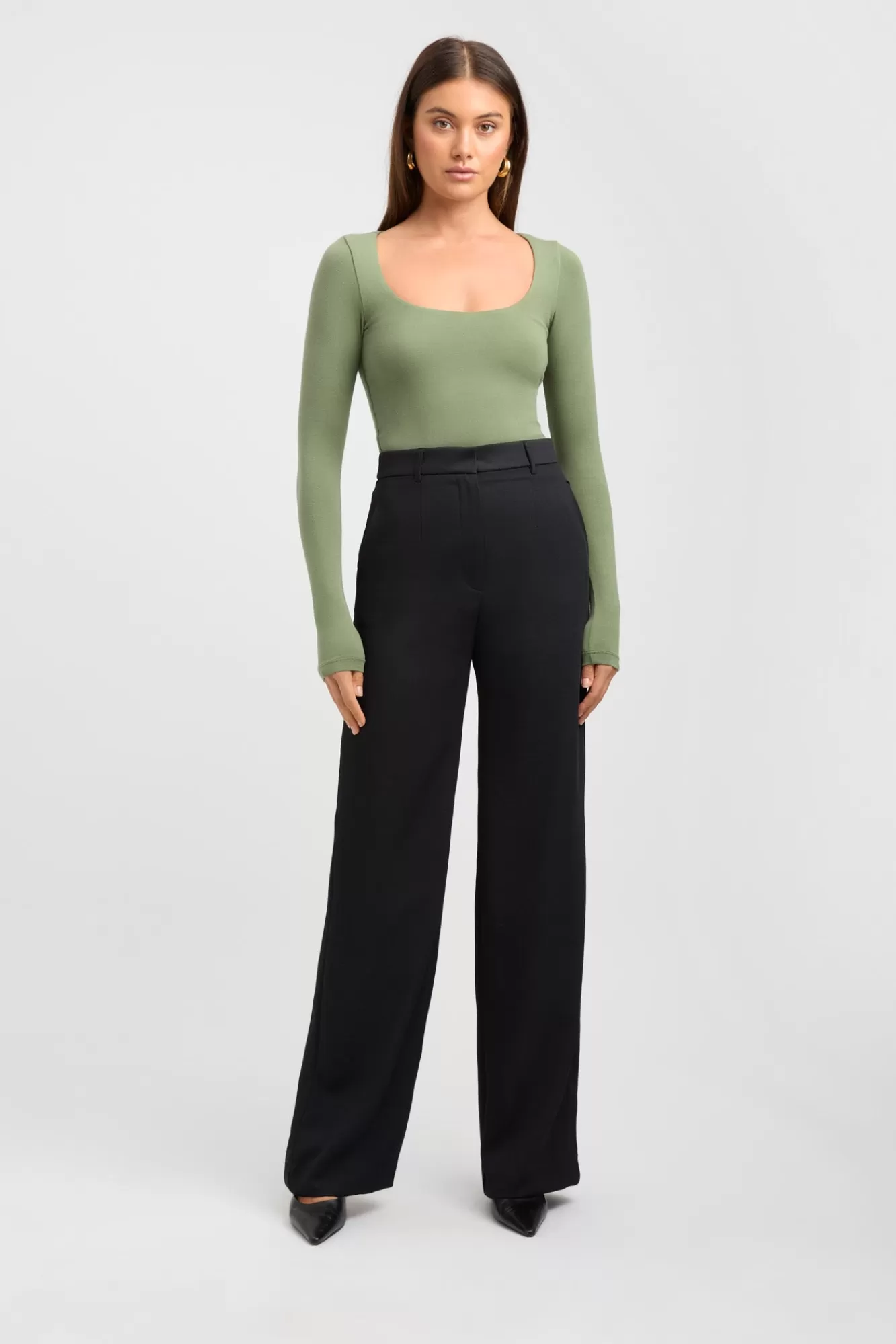 KOOKAÏ Rosie Long Sleeve Top Basil Green Discount