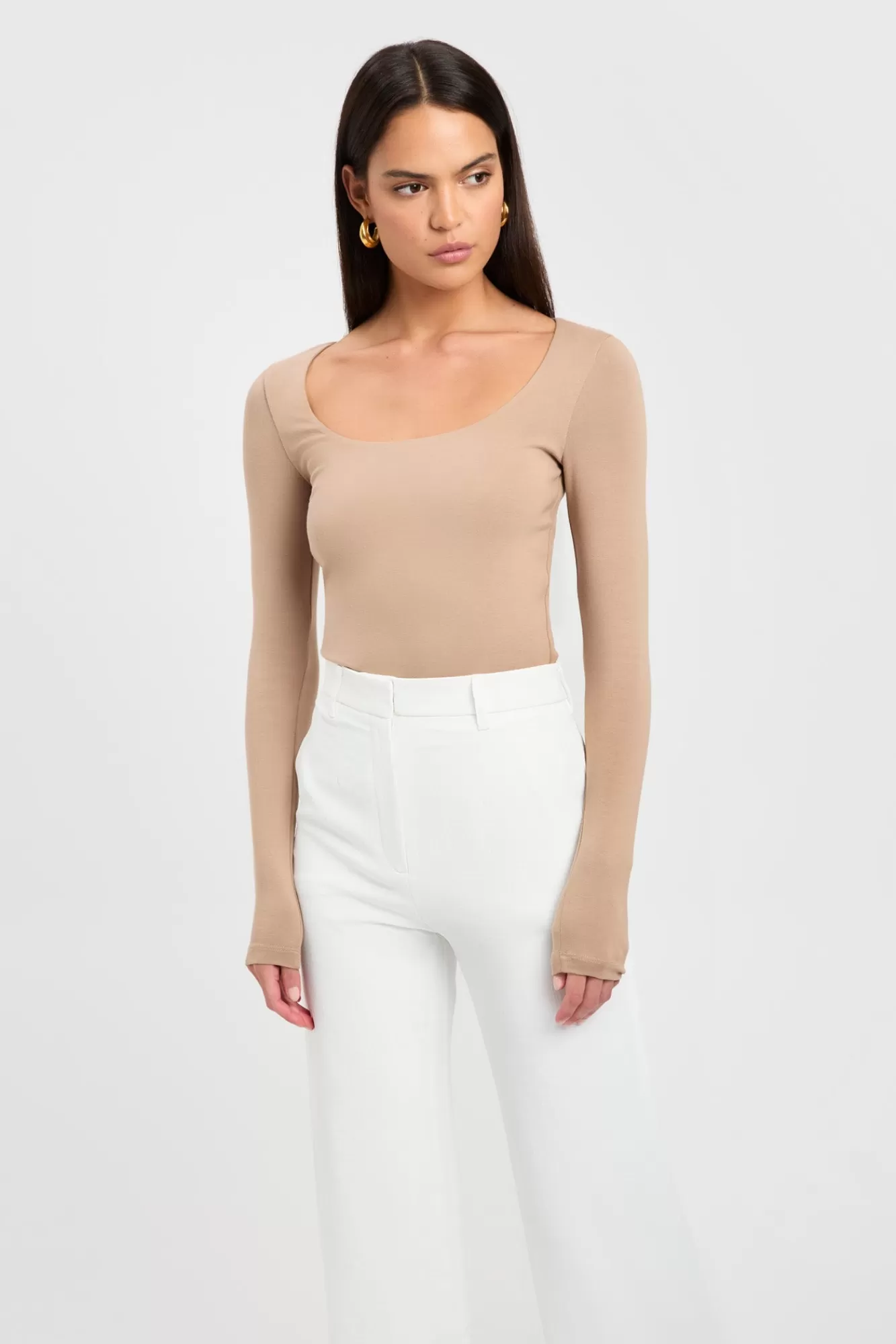 KOOKAÏ Rosie Long Sleeve Top Iced Latte Hot