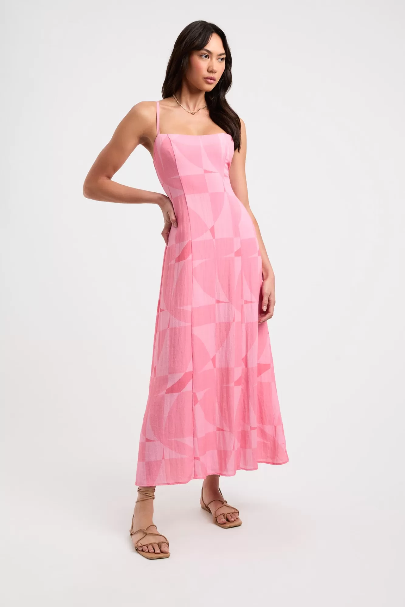 KOOKAÏ Saskia Midi Dress Pink Clearance