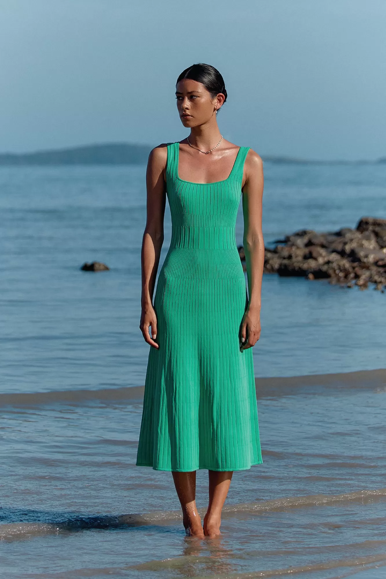 KOOKAÏ Serah Tank Midi Dress Island Green Sale