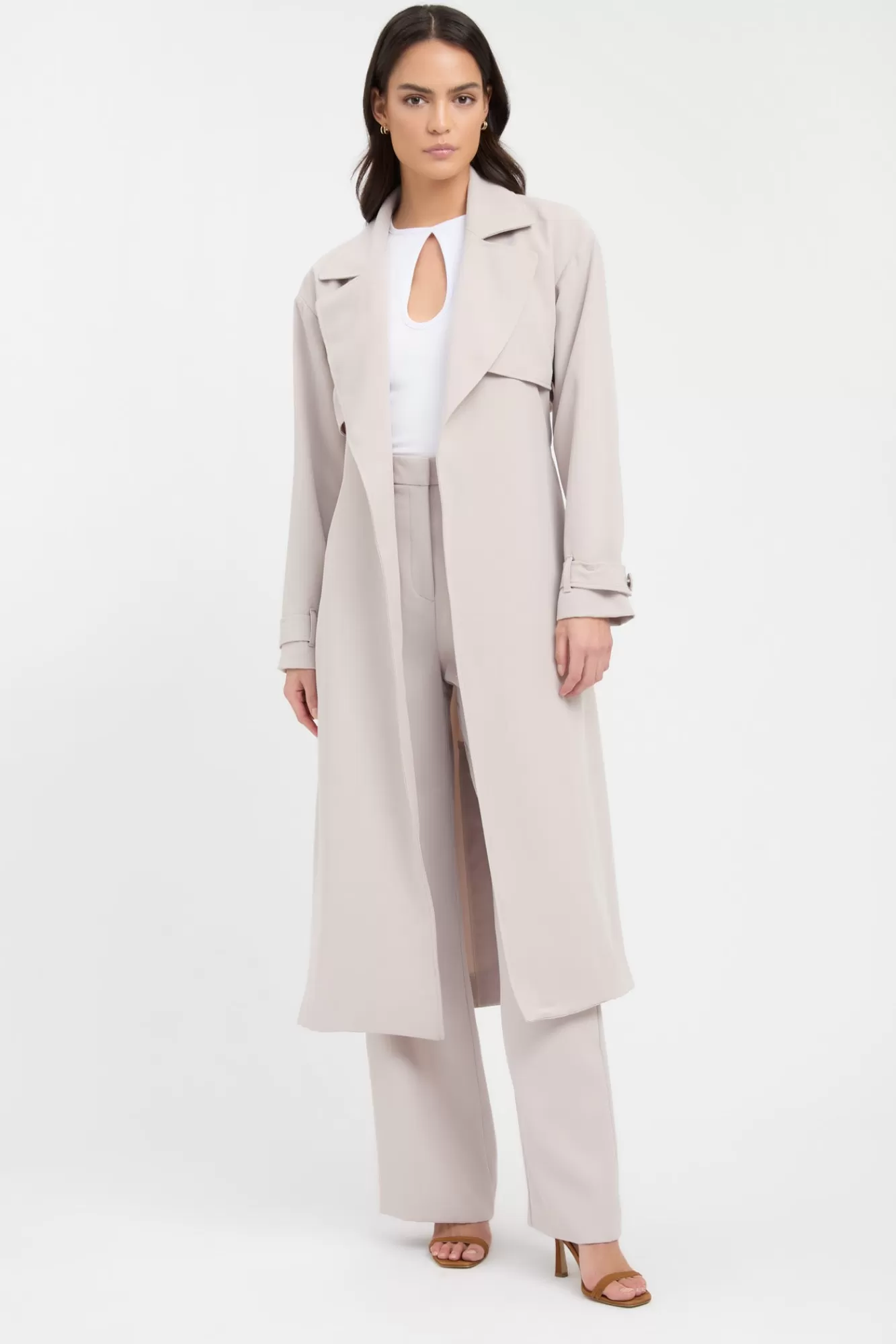 KOOKAÏ Serge Trench Oat Flash Sale