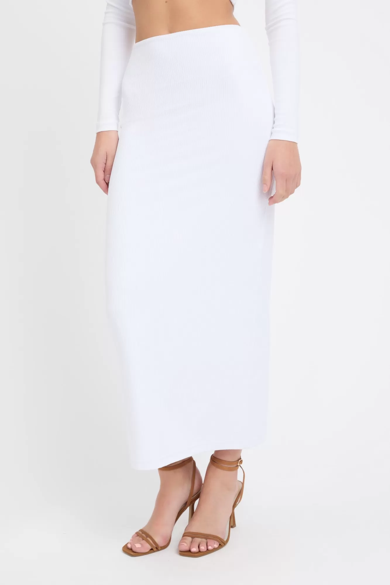 KOOKAÏ Staple Rib Midi Skirt White Cheap