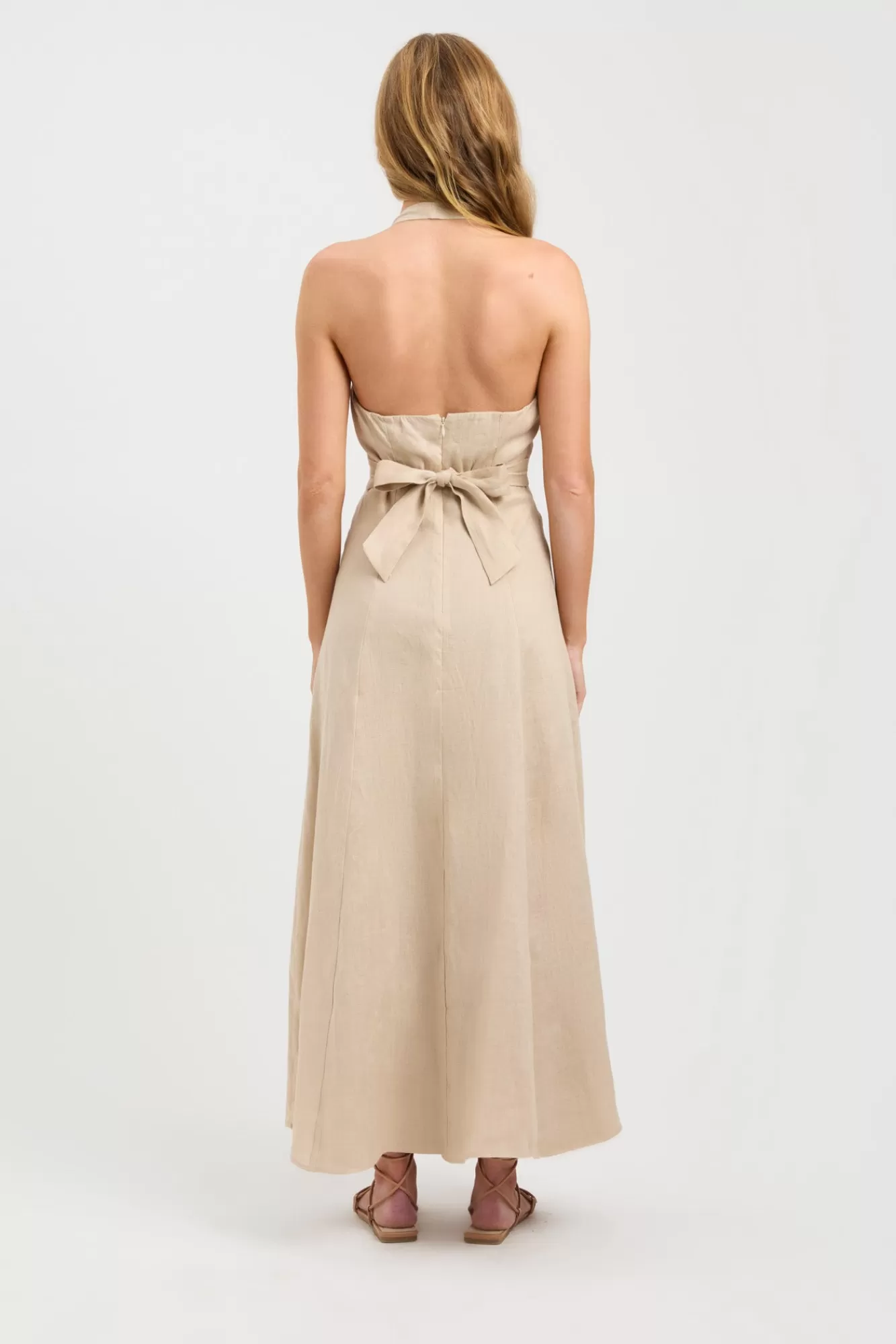 KOOKAÏ Tahiti Button Midi Dress Smoke Beige Outlet