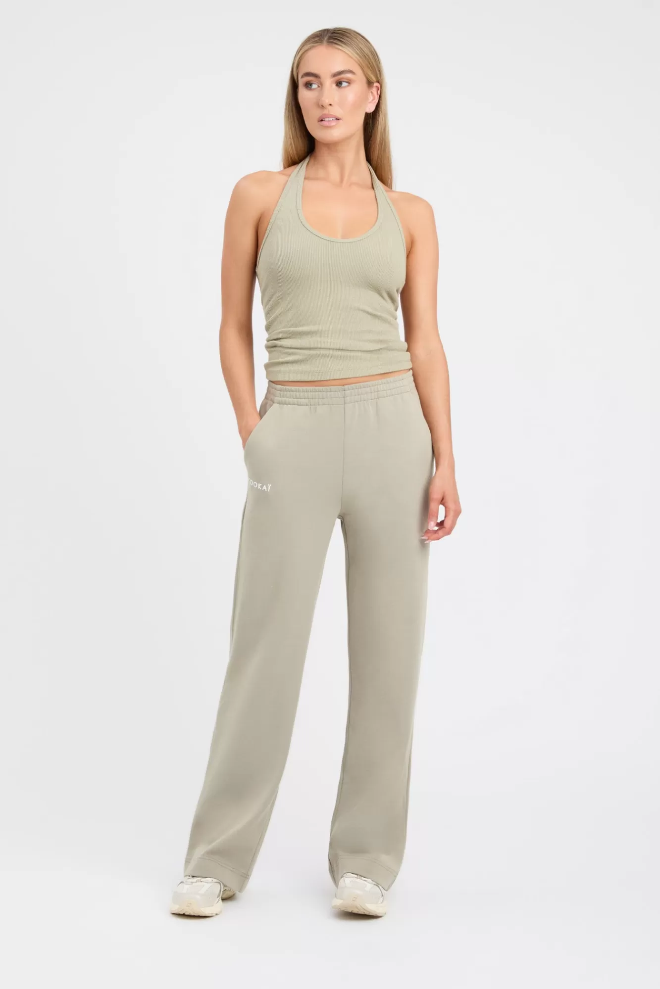 KOOKAÏ Tate Wide Leg Track Pant Olive Smoke Clearance