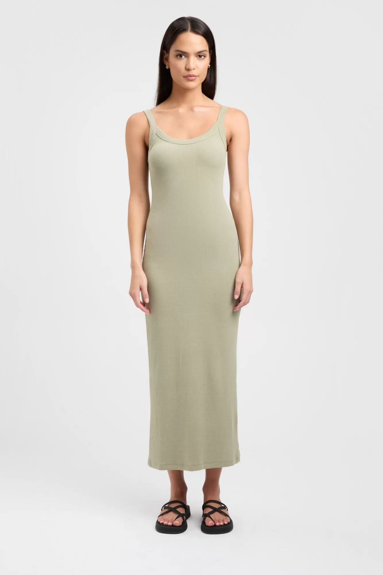 KOOKAÏ Vanesa Midi Dress Olive Smoke Outlet