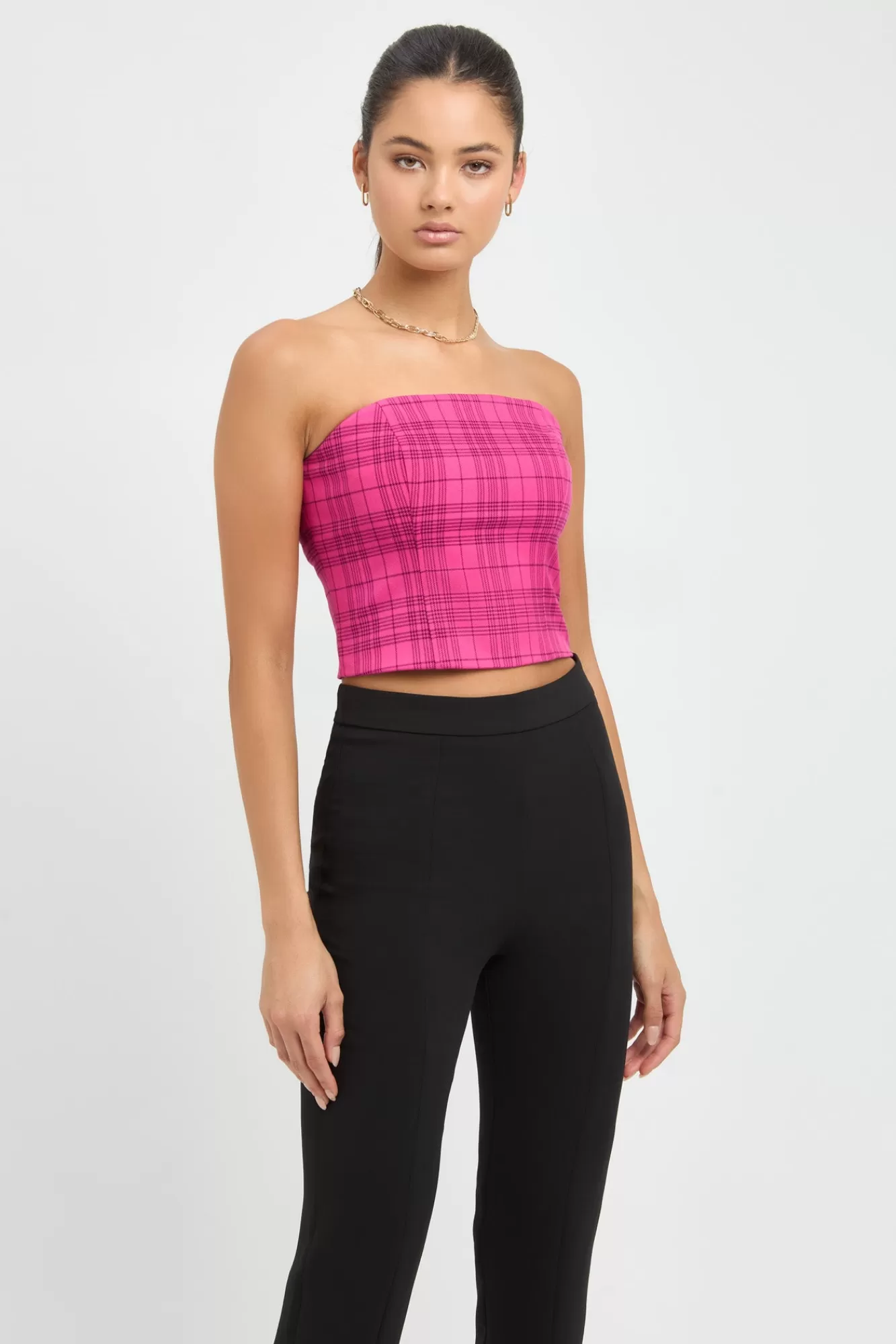 KOOKAÏ Verona Check Top Hot Pink Discount