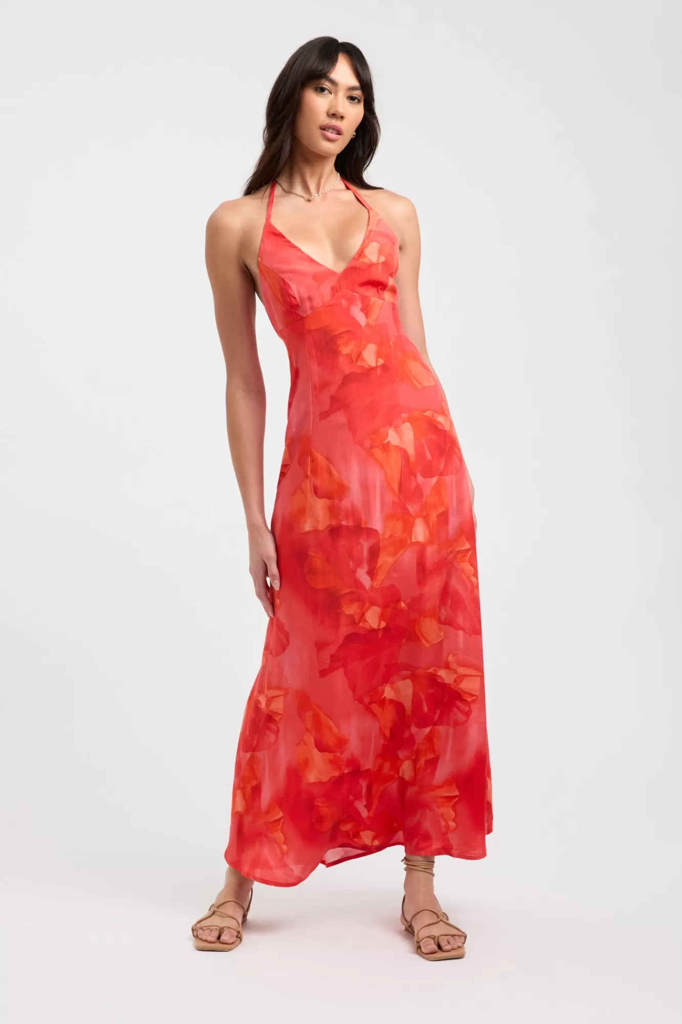 KOOKAÏ Zya Halter Dress Coral Red Flash Sale