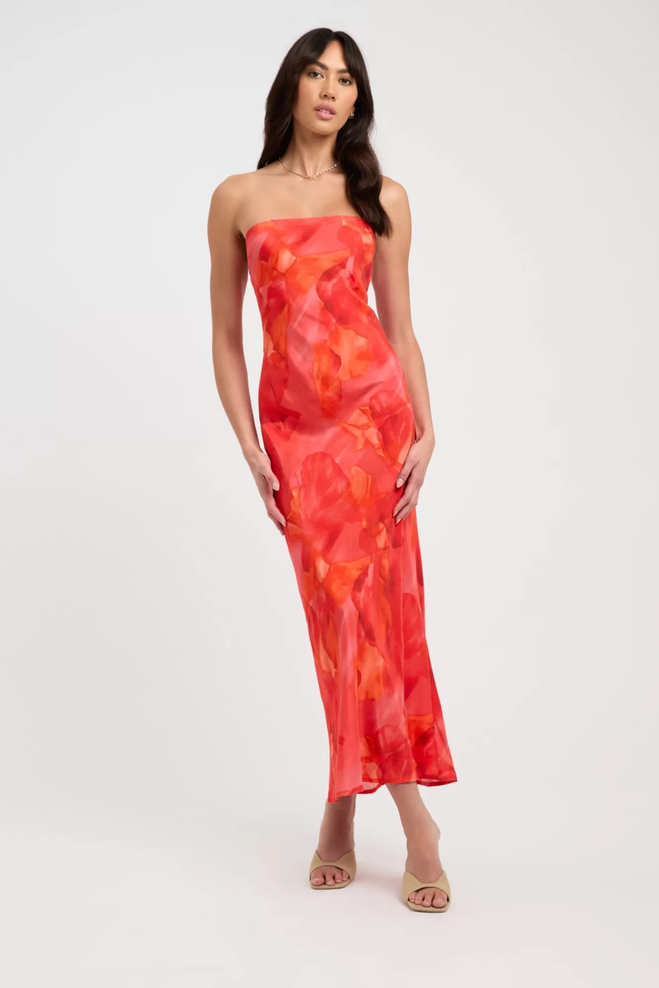 KOOKAÏ Zya Slip Dress Coral Red Discount